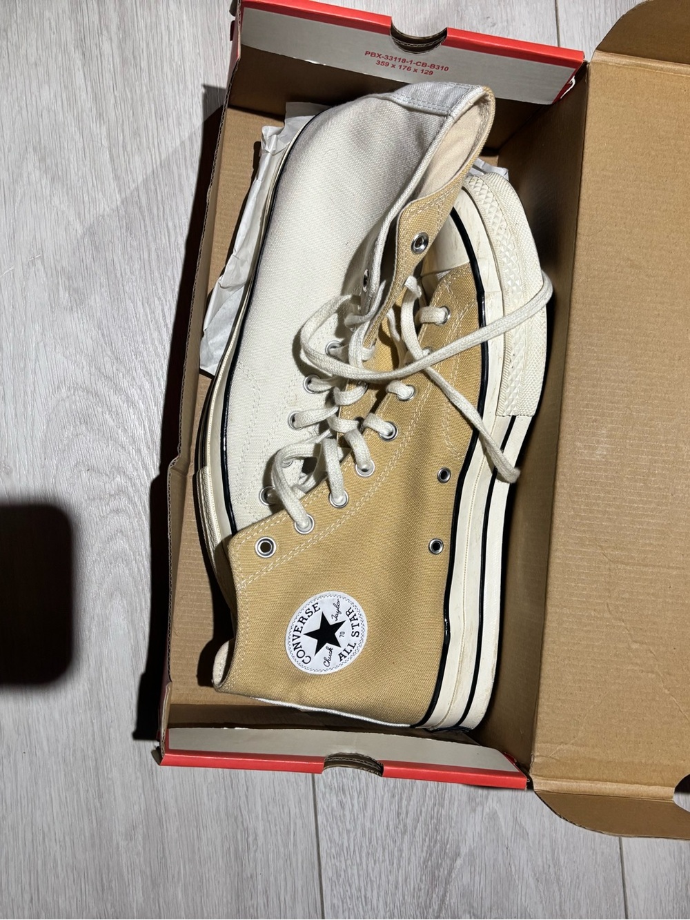 Converse Chuck Taylor High Top Sneakers in Beige and White